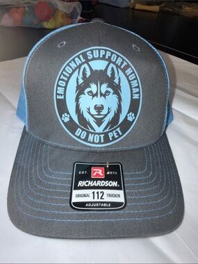 Richardson 112 Snap back Gray & Light Blue "Emotional Support Human - Do Not Pet